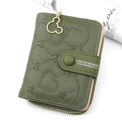 2023 New Women Pink Wallets Luxury Brand Red Small Mini Coin Purse Hasp Card Holder Lady Wallet Zipper Female Leather Buckle