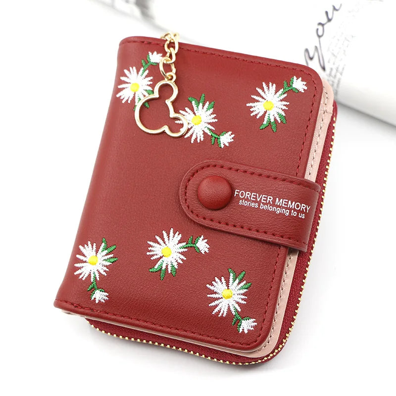 2023 New Women Pink Wallets Luxury Brand Red Small Mini Coin Purse Hasp Card Holder Lady Wallet Zipper Female Leather Buckle