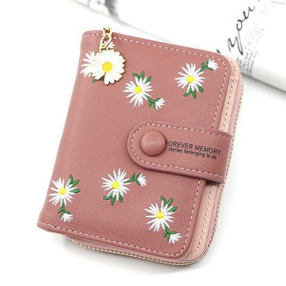 2023 New Women Pink Wallets Luxury Brand Red Small Mini Coin Purse Hasp Card Holder Lady Wallet Zipper Female Leather Buckle