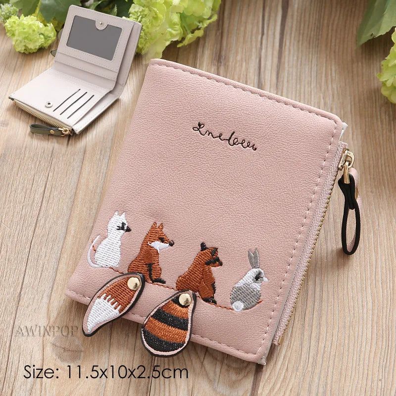 2023 New Women Pink Wallets Luxury Brand Red Small Mini Coin Purse Hasp Card Holder Lady Wallet Zipper Female Leather Buckle