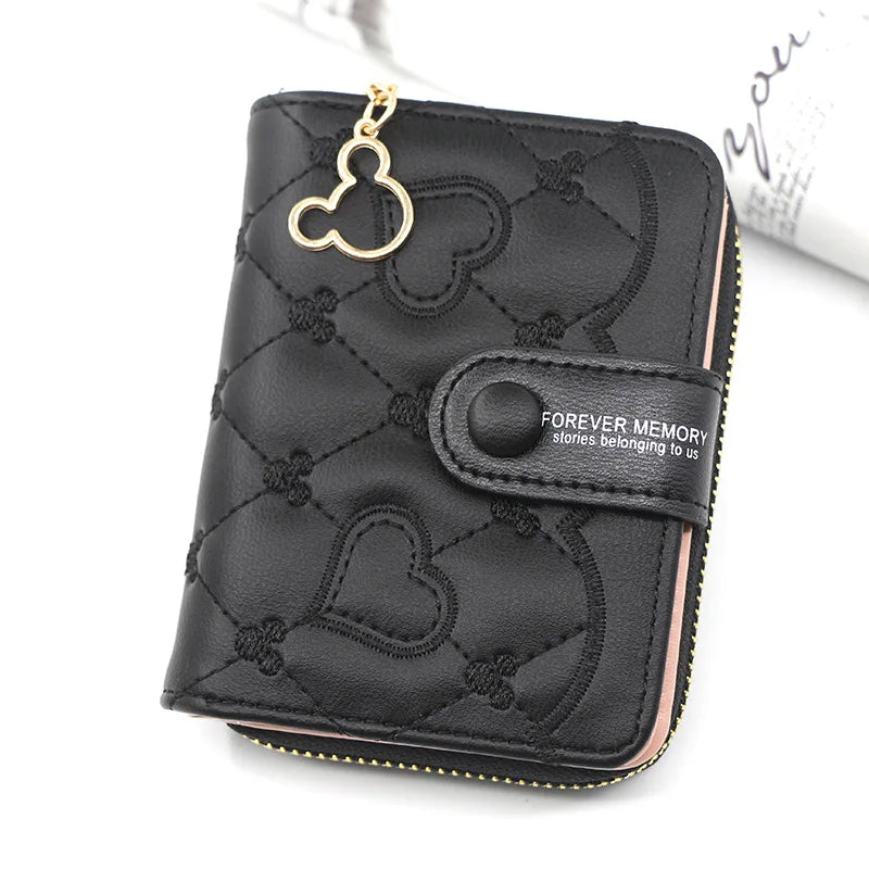 2023 New Women Pink Wallets Luxury Brand Red Small Mini Coin Purse Hasp Card Holder Lady Wallet Zipper Female Leather Buckle