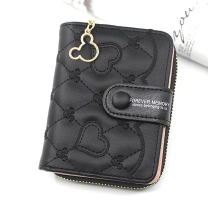 2023 New Women Pink Wallets Luxury Brand Red Small Mini Coin Purse Hasp Card Holder Lady Wallet Zipper Female Leather Buckle