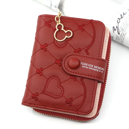 2023 New Women Pink Wallets Luxury Brand Red Small Mini Coin Purse Hasp Card Holder Lady Wallet Zipper Female Leather Buckle