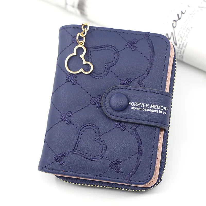 2023 New Women Pink Wallets Luxury Brand Red Small Mini Coin Purse Hasp Card Holder Lady Wallet Zipper Female Leather Buckle