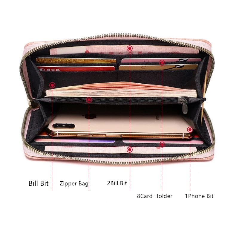 2023 New Women Wallets PU Lady Wristband Clutch Bags Girls Long Money Coin Purse Pack Card ID Holder Handbag bolsos  y  original