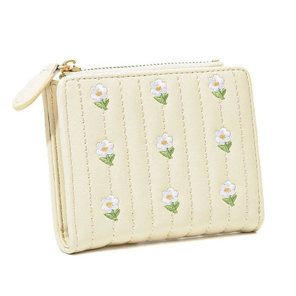 2023 New ins Korean Style Flower Embroidered Wallets for Ladies Mini Short Change Bag Women Multi-functional Card Coins Purse
