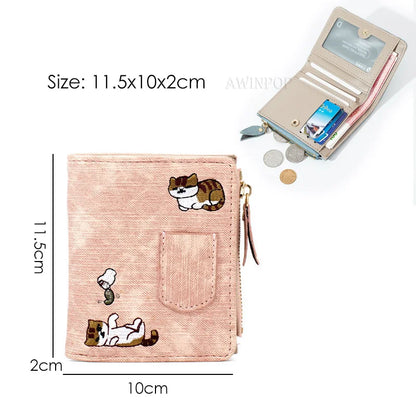 2023 New ins Korean Style Flower Embroidered Wallets for Ladies Mini Short Change Bag Women Multi-functional Card Coins Purse