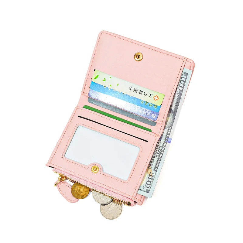 2023 New ins Korean Style Flower Embroidered Wallets for Ladies Mini Short Change Bag Women Multi-functional Card Coins Purse
