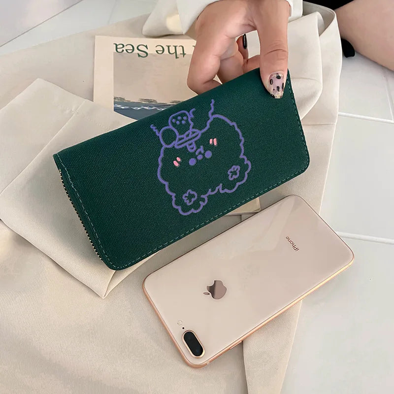 2023 Red Heart A Women Wallets Large Capacity Canvas Lady Purse Handbags Girls Student Zipper Mobile Bag Coins Wallet carteira