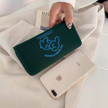 2023 Red Heart A Women Wallets Large Capacity Canvas Lady Purse Handbags Girls Student Zipper Mobile Bag Coins Wallet carteira