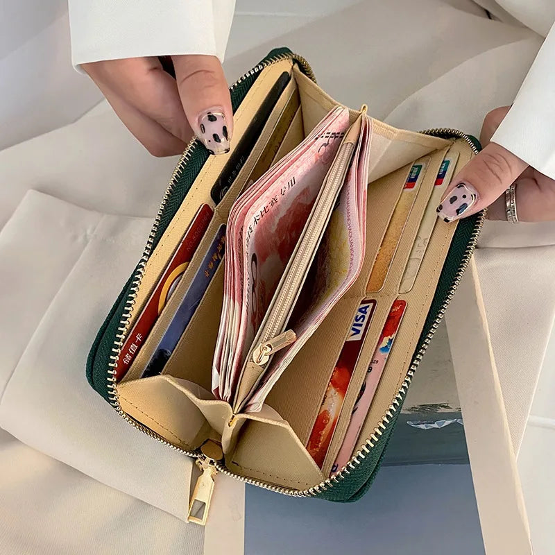 2023 Red Heart A Women Wallets Large Capacity Canvas Lady Purse Handbags Girls Student Zipper Mobile Bag Coins Wallet carteira