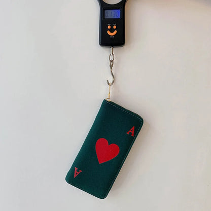 2023 Red Heart A Women Wallets Large Capacity Canvas Lady Purse Handbags Girls Student Zipper Mobile Bag Coins Wallet carteira