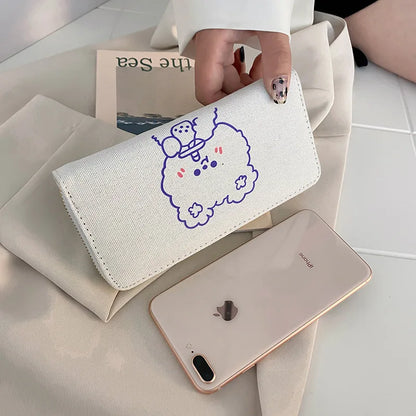 2023 Red Heart A Women Wallets Large Capacity Canvas Lady Purse Handbags Girls Student Zipper Mobile Bag Coins Wallet carteira