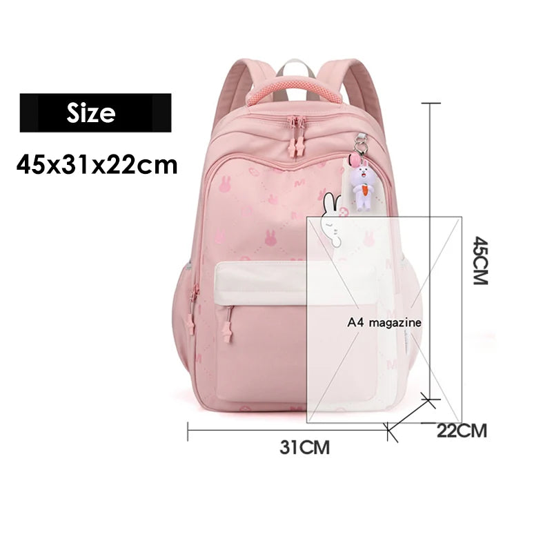 2023 Simple Fashion Girls School Backpacks Light Elementary Student School Bags Large Capacity Travel Bookbag Kawaii Back Pack