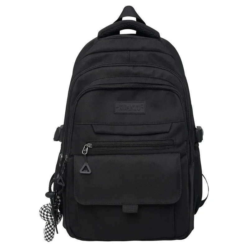 2023 Simple student bag solid color schoolbag youth large capacity travel backpack High quality canvas schoolbag fashion bags