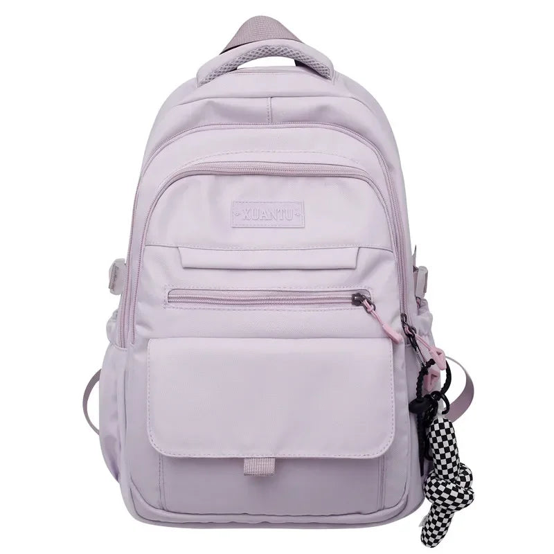 2023 Simple student bag solid color schoolbag youth large capacity travel backpack High quality canvas schoolbag fashion bags