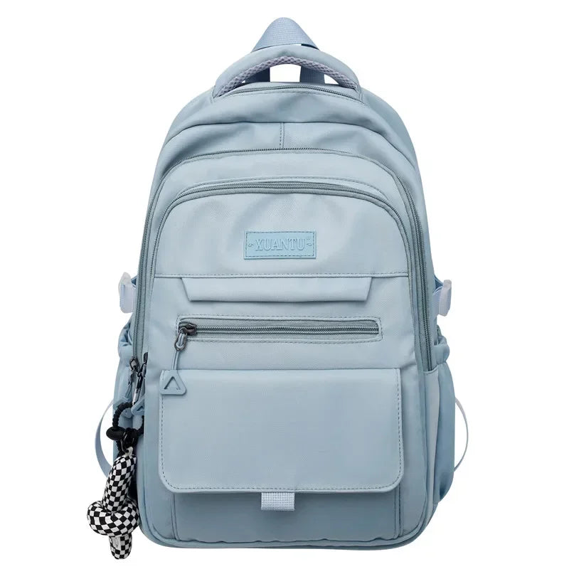 2023 Simple student bag solid color schoolbag youth large capacity travel backpack High quality canvas schoolbag fashion bags