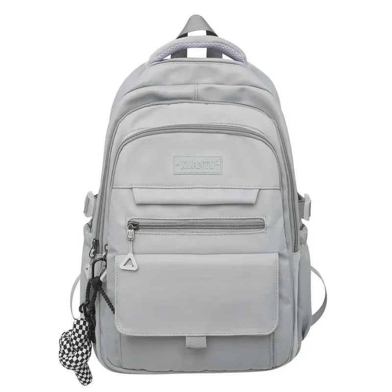 2023 Simple student bag solid color schoolbag youth large capacity travel backpack High quality canvas schoolbag fashion bags