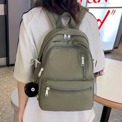 2023 Small Waterproof Solid Color Nylon Women Backpack College Style Travel Rucksack School Bags for Teenage Girl Boys New