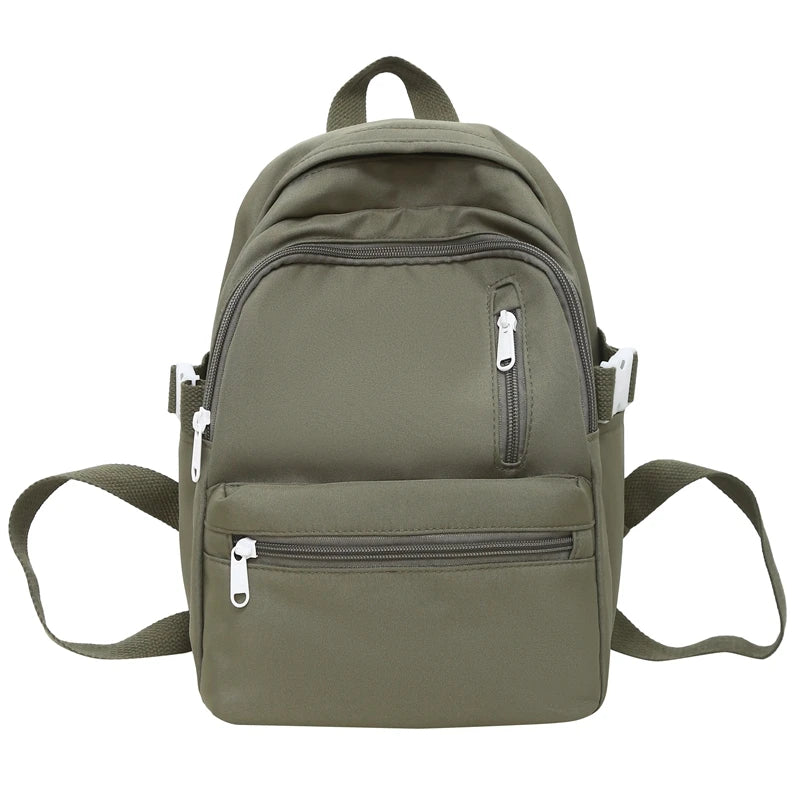 2023 Small Waterproof Solid Color Nylon Women Backpack College Style Travel Rucksack School Bags for Teenage Girl Boys New
