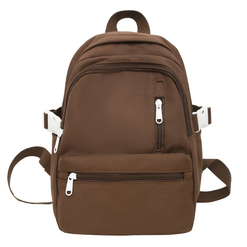 2023 Small Waterproof Solid Color Nylon Women Backpack College Style Travel Rucksack School Bags for Teenage Girl Boys New