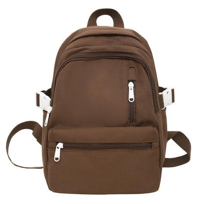 2023 Small Waterproof Solid Color Nylon Women Backpack College Style Travel Rucksack School Bags for Teenage Girl Boys New