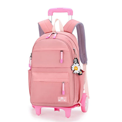 2023 Student School bag Rolling Backpack kids Trolley bag girl school backpack Multifunctional child waterproof backpack wheels