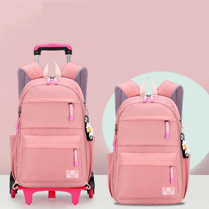 2023 Student School bag Rolling Backpack kids Trolley bag girl school backpack Multifunctional child waterproof backpack wheels