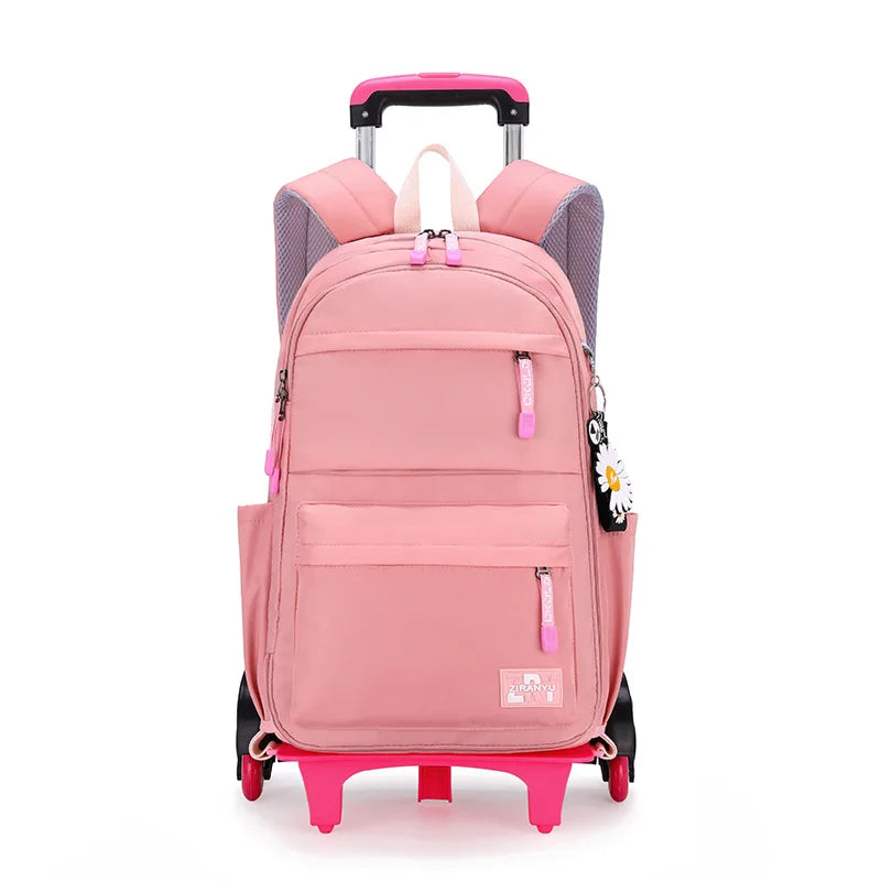 2023 Student School bag Rolling Backpack kids Trolley bag girl school backpack Multifunctional child waterproof backpack wheels