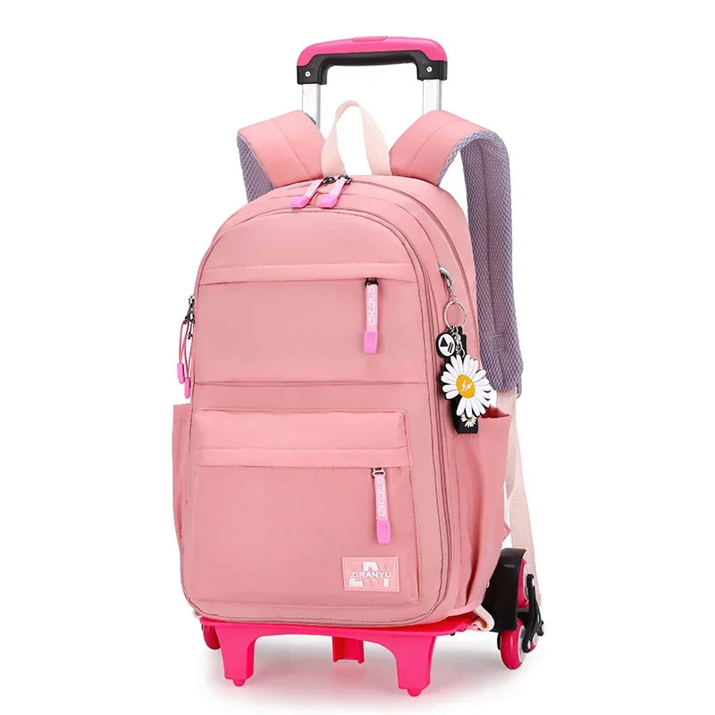 2023 Student School bag Rolling Backpack kids Trolley bag girl school backpack Multifunctional child waterproof backpack wheels