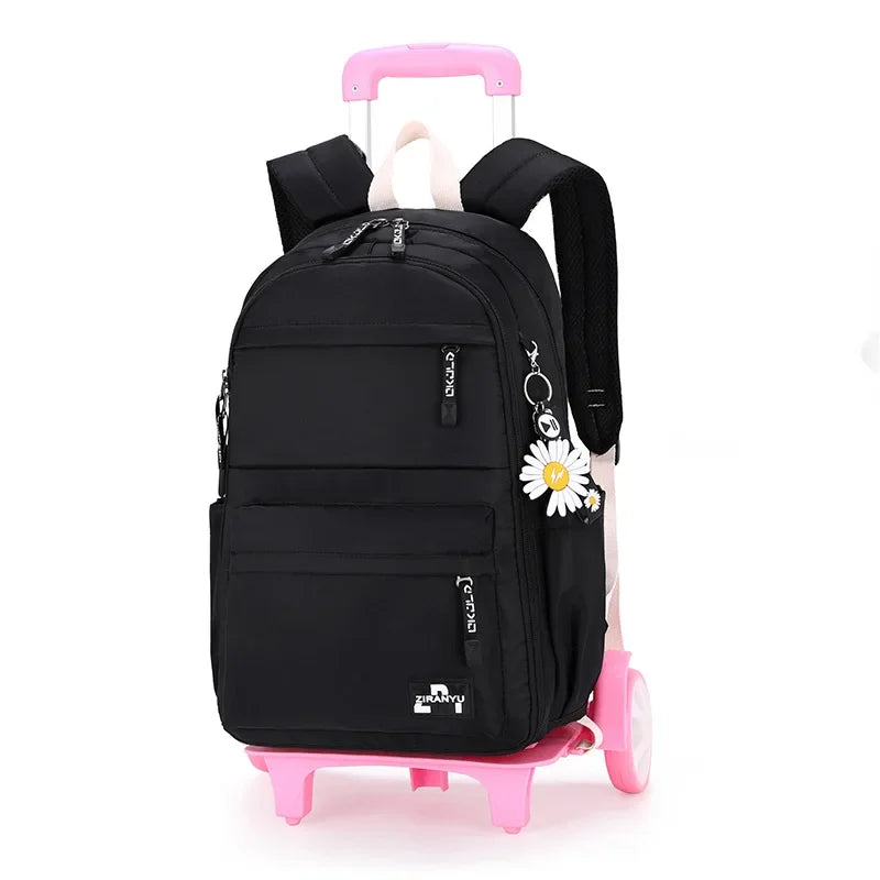 2023 Student School bag Rolling Backpack kids Trolley bag girl school backpack Multifunctional child waterproof backpack wheels
