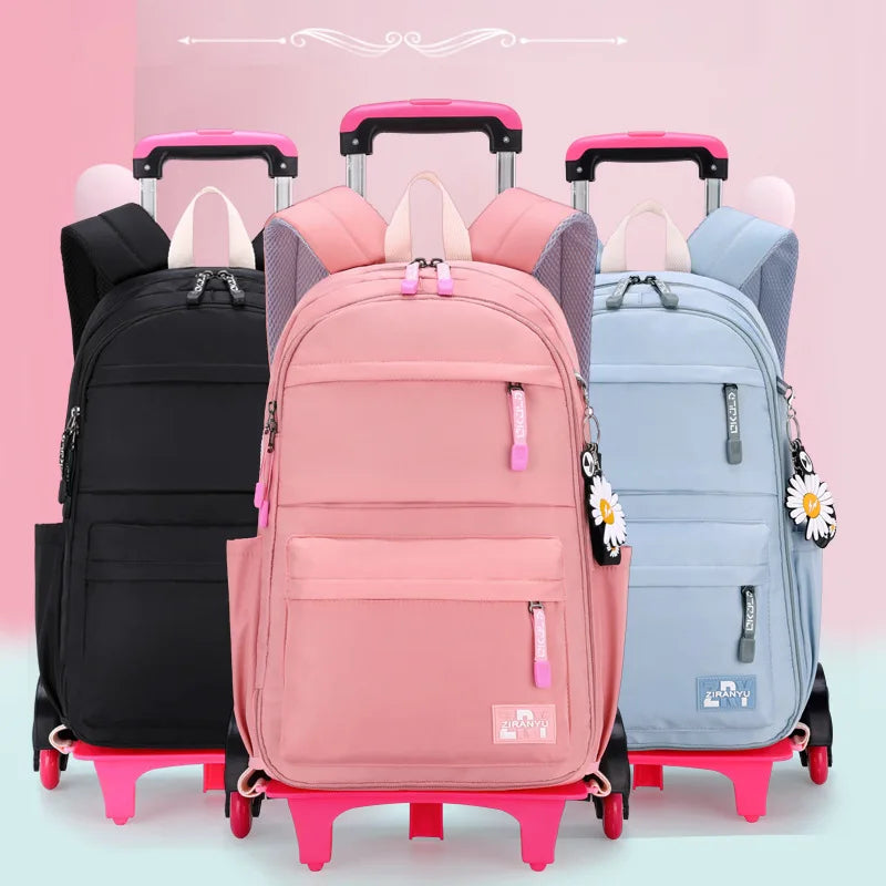 2023 Student School bag Rolling Backpack kids Trolley bag girl school backpack Multifunctional child waterproof backpack wheels
