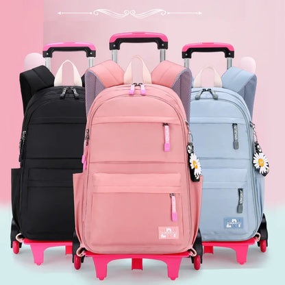 2023 Student School bag Rolling Backpack kids Trolley bag girl school backpack Multifunctional child waterproof backpack wheels