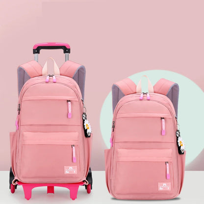 2023 Student School bag Rolling Backpack kids Trolley bag girl school backpack Multifunctional child waterproof backpack wheels