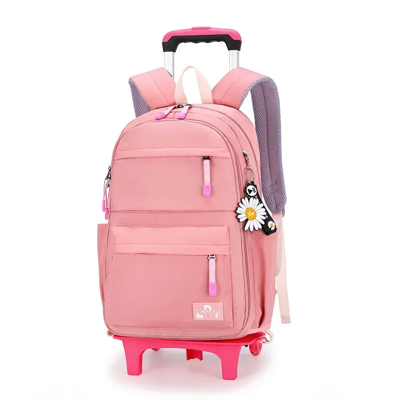 2023 Student School bag Rolling Backpack kids Trolley bag girl school backpack Multifunctional child waterproof backpack wheels