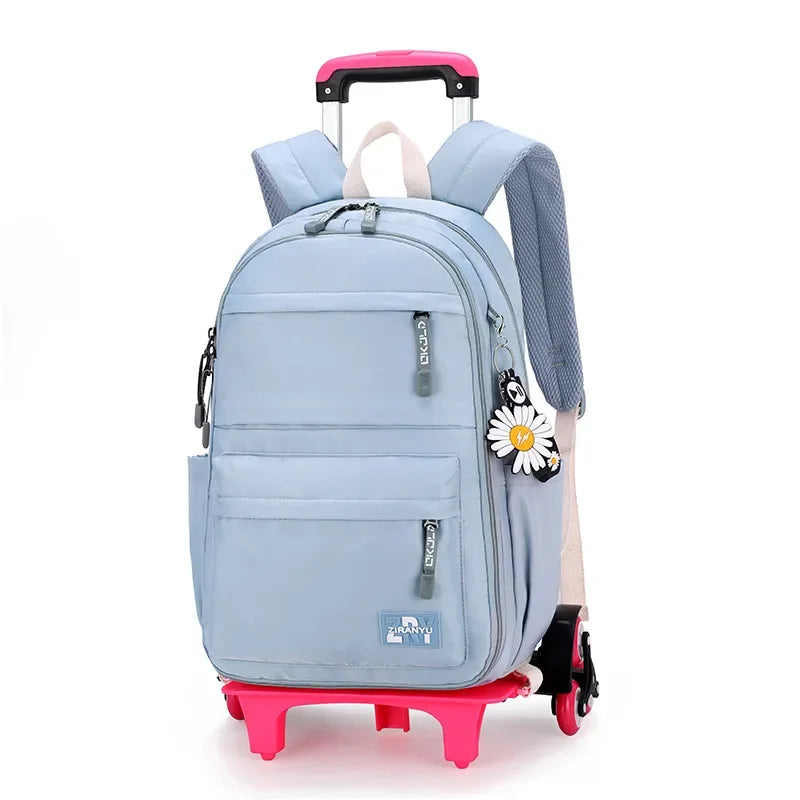 2023 Student School bag Rolling Backpack kids Trolley bag girl school backpack Multifunctional child waterproof backpack wheels