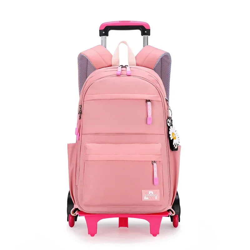 2023 Student School bag Rolling Backpack kids Trolley bag girl school backpack Multifunctional child waterproof backpack wheels