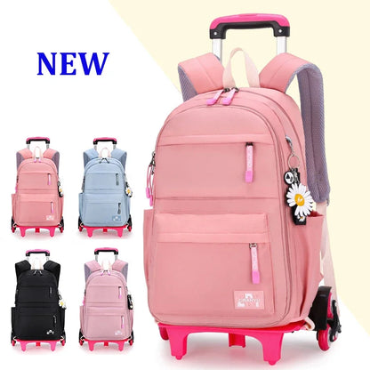 2023 Student School bag Rolling Backpack kids Trolley bag girl school backpack Multifunctional child waterproof backpack wheels