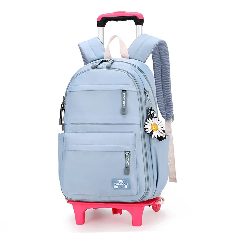 2023 Student School bag Rolling Backpack kids Trolley bag girl school backpack Multifunctional child waterproof backpack wheels