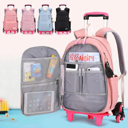 2023 Student School bag Rolling Backpack kids Trolley bag girl school backpack Multifunctional child waterproof backpack wheels
