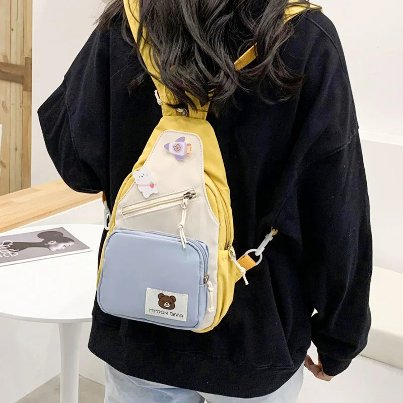 2023 Summer New Multifunctional Women's Backpack Contrasting Color Design Fashion Shoulder Bag Casual Small Student Backpack