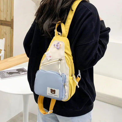2023 Summer New Multifunctional Women's Backpack Contrasting Color Design Fashion Shoulder Bag Casual Small Student Backpack