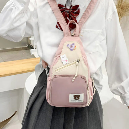 2023 Summer New Multifunctional Women's Backpack Contrasting Color Design Fashion Shoulder Bag Casual Small Student Backpack