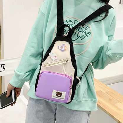 2023 Summer New Multifunctional Women's Backpack Contrasting Color Design Fashion Shoulder Bag Casual Small Student Backpack