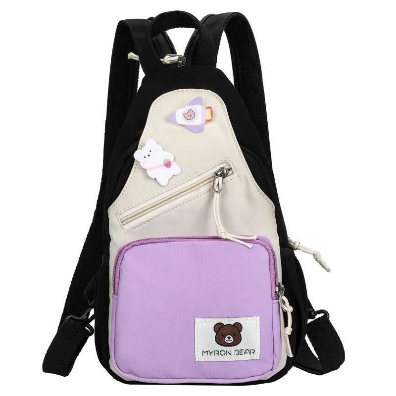 2023 Summer New Multifunctional Women's Backpack Contrasting Color Design Fashion Shoulder Bag Casual Small Student Backpack