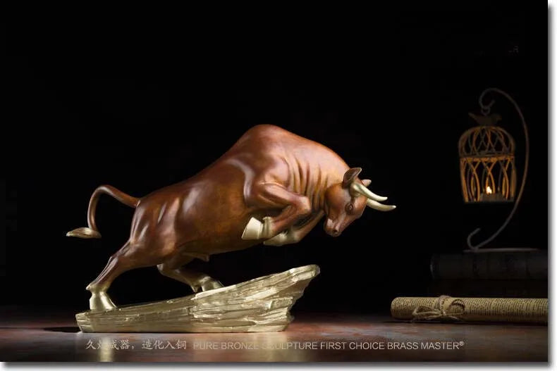 2023 TOP grade guest company office boss GIFT  business stock market Mascot Money Drawing Wealth Charging Bull bronze statue