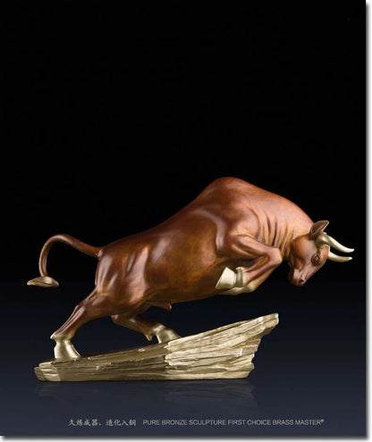 2023 TOP grade guest company office boss GIFT  business stock market Mascot Money Drawing Wealth Charging Bull bronze statue