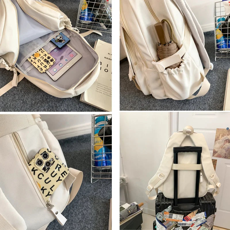 2023 Travel Waterproof Book Bags Fashion Ladies Cute Laptop Trendy Women College Student Backpack Girl Kawaii Nylon School Bag