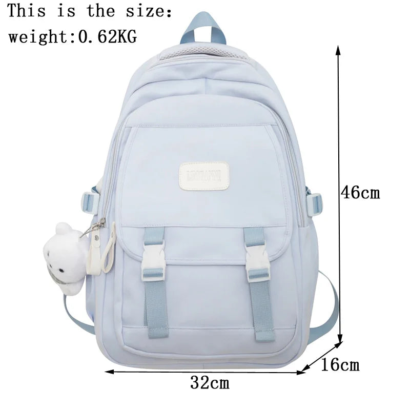 2023 Travel Waterproof Book Bags Fashion Ladies Cute Laptop Trendy Women College Student Backpack Girl Kawaii Nylon School Bag