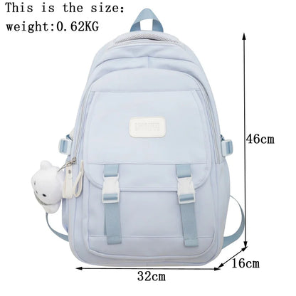 2023 Travel Waterproof Book Bags Fashion Ladies Cute Laptop Trendy Women College Student Backpack Girl Kawaii Nylon School Bag